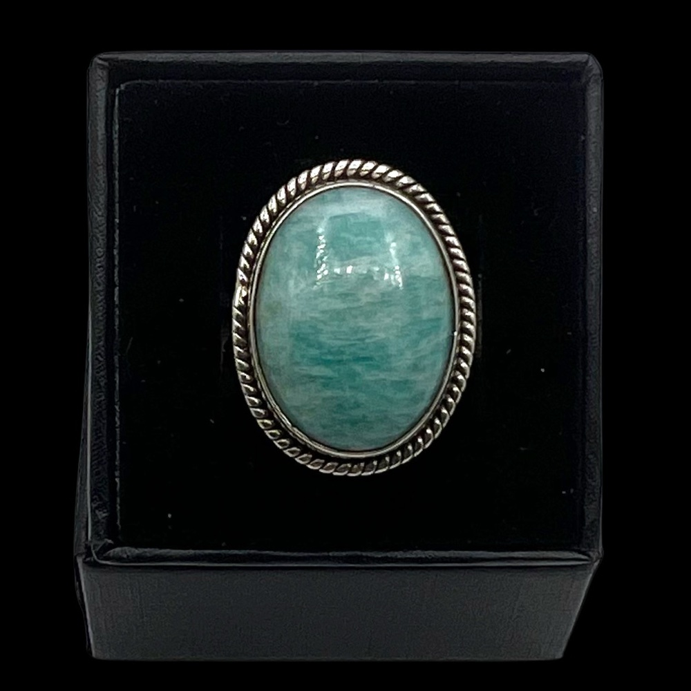 Sterling Silver Natural Larimar Ring 6.75